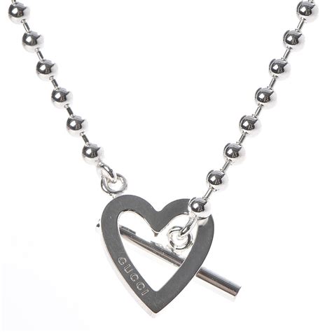 gucci toggle silver heart t bar necklace